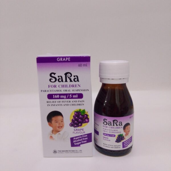 Sara(Paracetamol Oral Suspension For Children)160mg/5ml Grapes Flavour